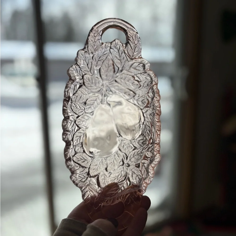 vintage Indiana Glass pink depression glass relish dish Sweet Pear pattern